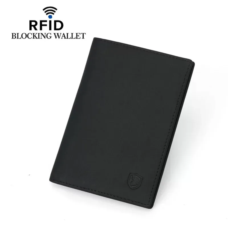 Черный чехол для паспорта из натуральной кожи кошелек с блокировкой Rfid дорожный