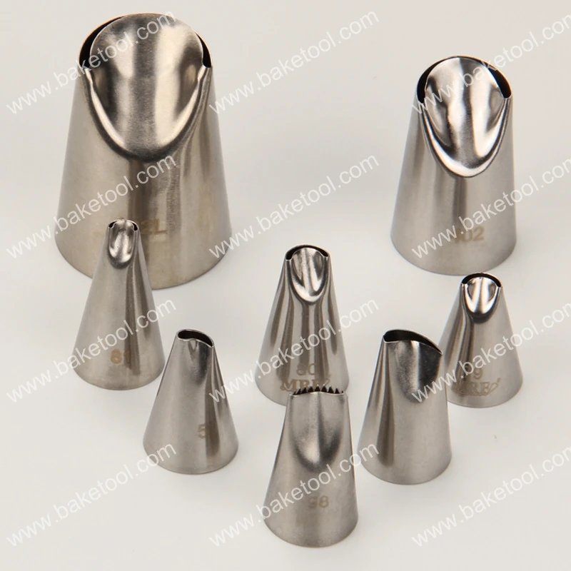 

Free Shipping (8pcs/set)New Cupcake Decorating Nozzles(#59/#61/#79/#80/#81/#98/#402/#402L) set with 10pcs 16"Plastic Pastry Bags