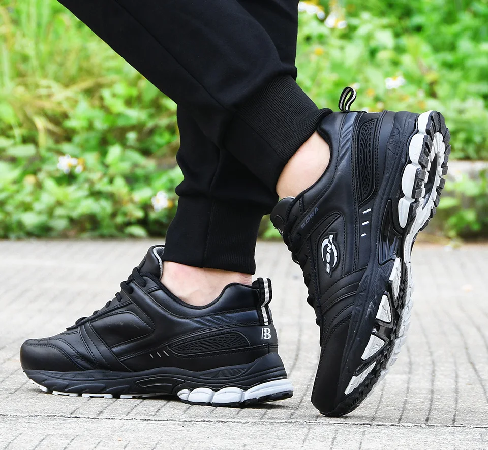 BONA/ мужские летние повседневные кроссовки для бега; кожаные кроссовки; Zapatillas; спортивная обувь; мужские Прогулочные кроссовки; удобные мужские кроссовки