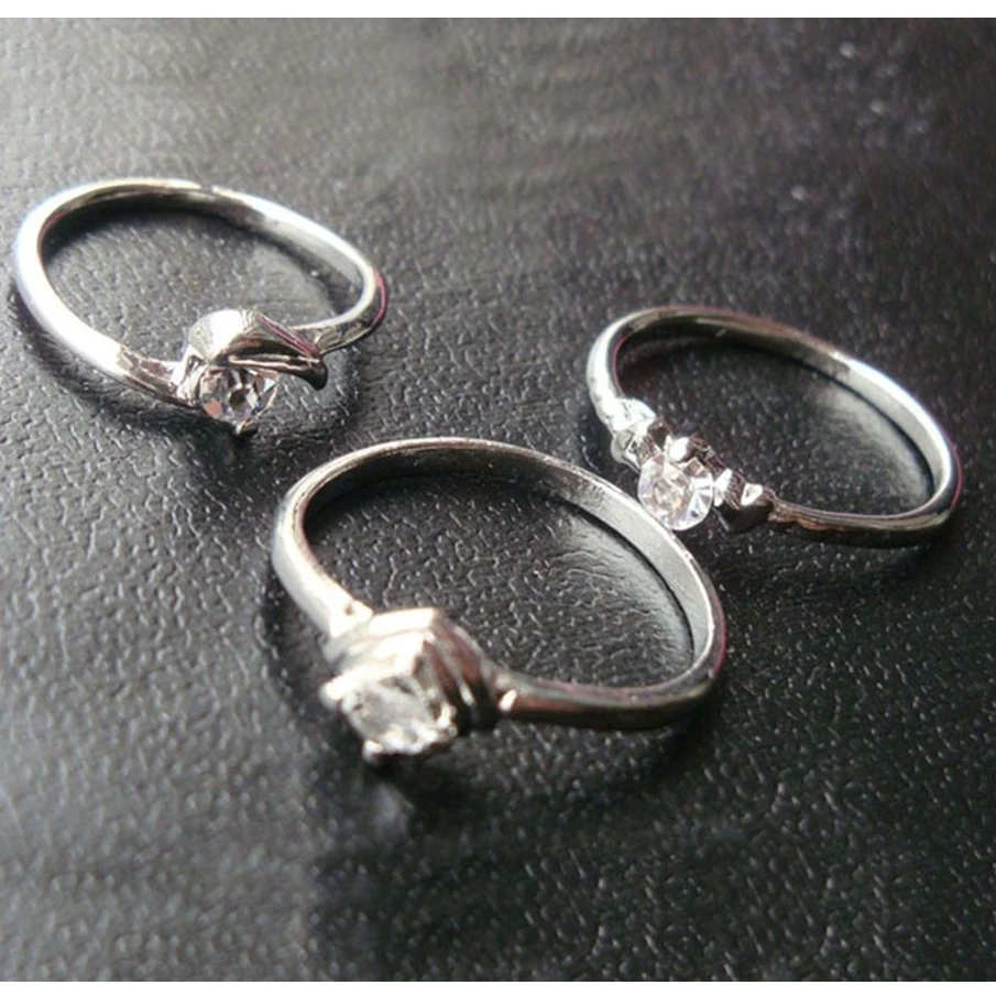 10Pcs/lots Wholesale Jewelry Mixed Style Tibet Silver Vintage Rings For Women Girls Crystal midi rings Small Size | Украшения и