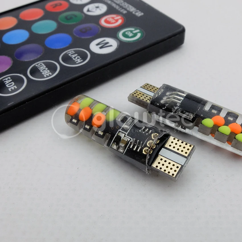 Новинка 2 шт. светодиод T10 W5W RGB 5050 6SMD с пультом дистанционного управления