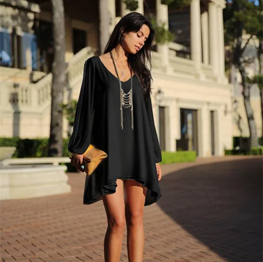 Бесплатная доставка 2014 лето и осень Новый стиль мини платье сексуальная v шеи