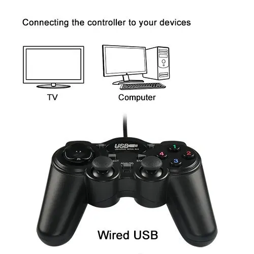 Лидер продаж проводной USB 2 0 черный геймпад джойстик игровой контроллер для ПК