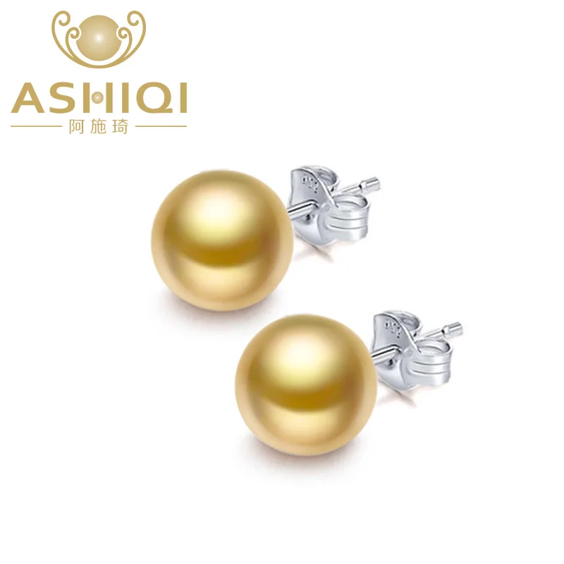 ASHIQI 100% серьги из натурального пресноводного жемчуга Настоящее серебро 925 пробы