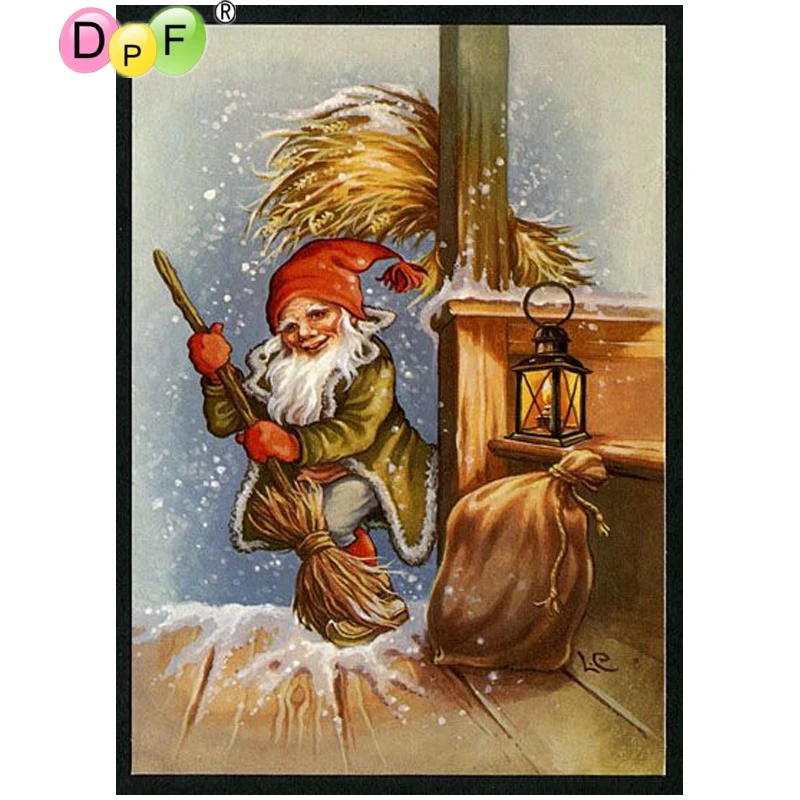 DPF алмазная живопись вышивка крестиком карлик подметание снегом полная