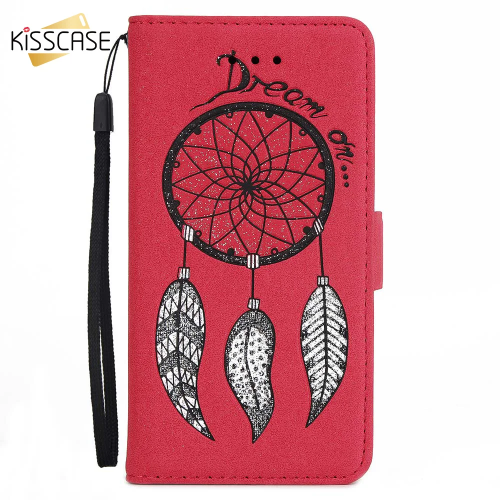Кожаный чехол кошелек KISSCASE Dreamcatcher для iPhone 7 8 X XS Max XR с откидной крышкой и
