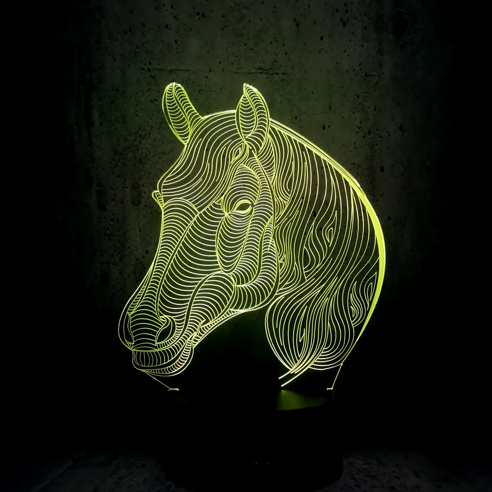 Голова Лошади животных ночные светильники 3D светодиодный USB лампа настольная