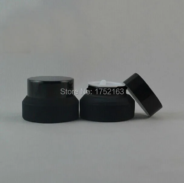 50 шт./лот Высококачественная 15 г Черная матовая банка для крема стеклянная