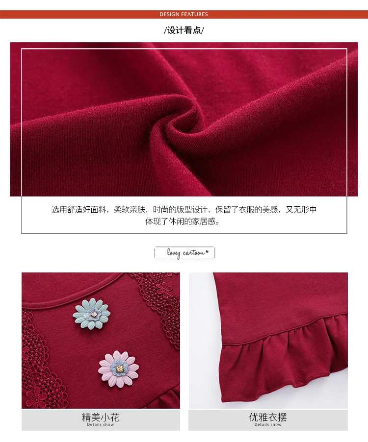 CherLemon женские пижамы из хлопка с круглым вырезом Fuffled низ пижамный комплект ночное белье дамы Новинка весны с длинным рукавом винтажная ночная рубашка