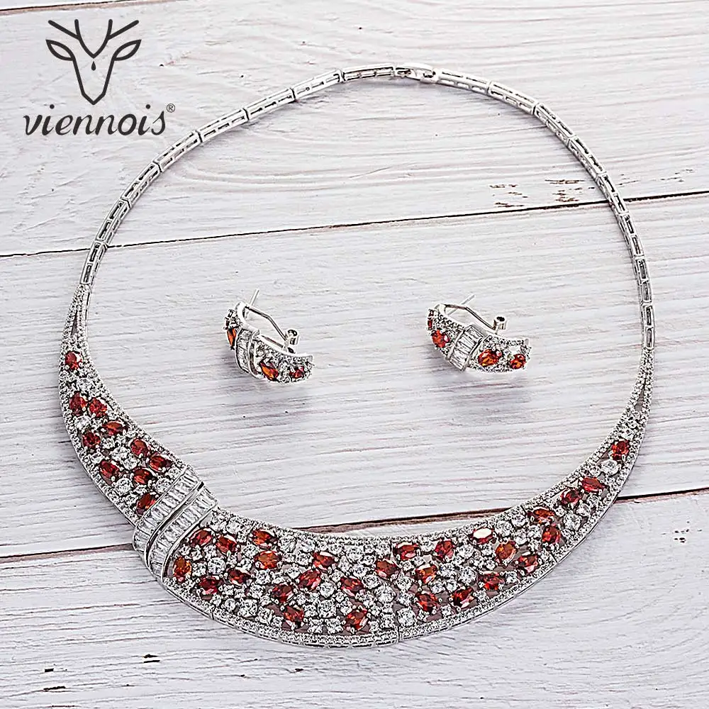 Viennois зеленый/Буле/многоцветный/красный цвет ожерелье набор для женщин серьги с
