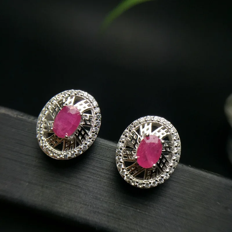 

silver ruby stud earring for wedding natural marquise cut ruby earring rose gold color silver ruby jewelry gift for girl