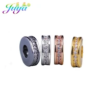 juya handmade micro pave zircon metal round spacers separator beads accessories for diy women men beadwork beads jewelry making