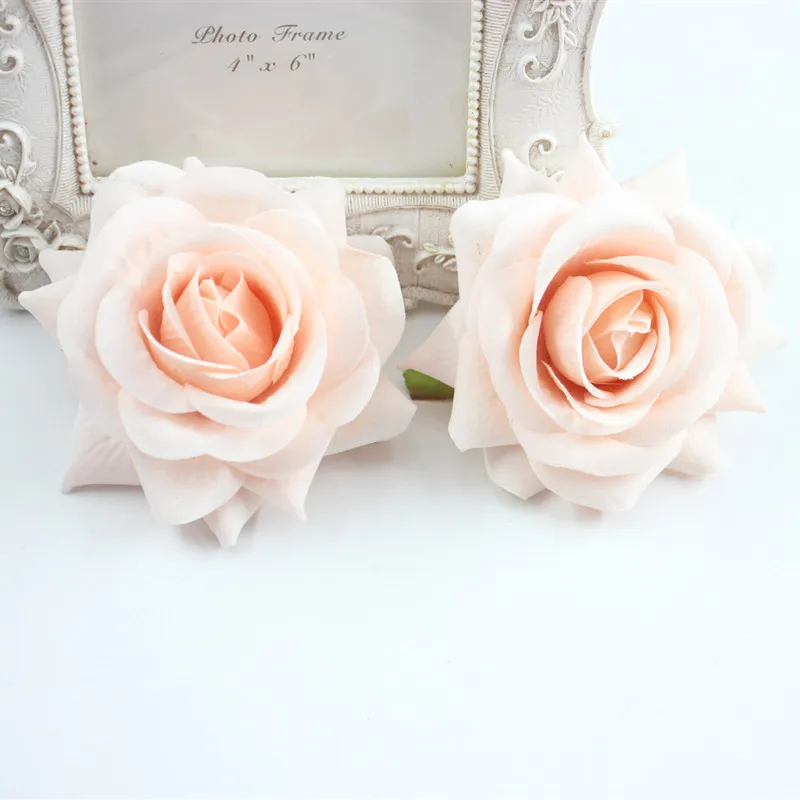 Meat pink 6 шт. simulacao big borda rosas DE tecido DE Seda com flores Nenhum sapatos DE sapatos chapeus do casamento 8 см - Цвет: Meat pink