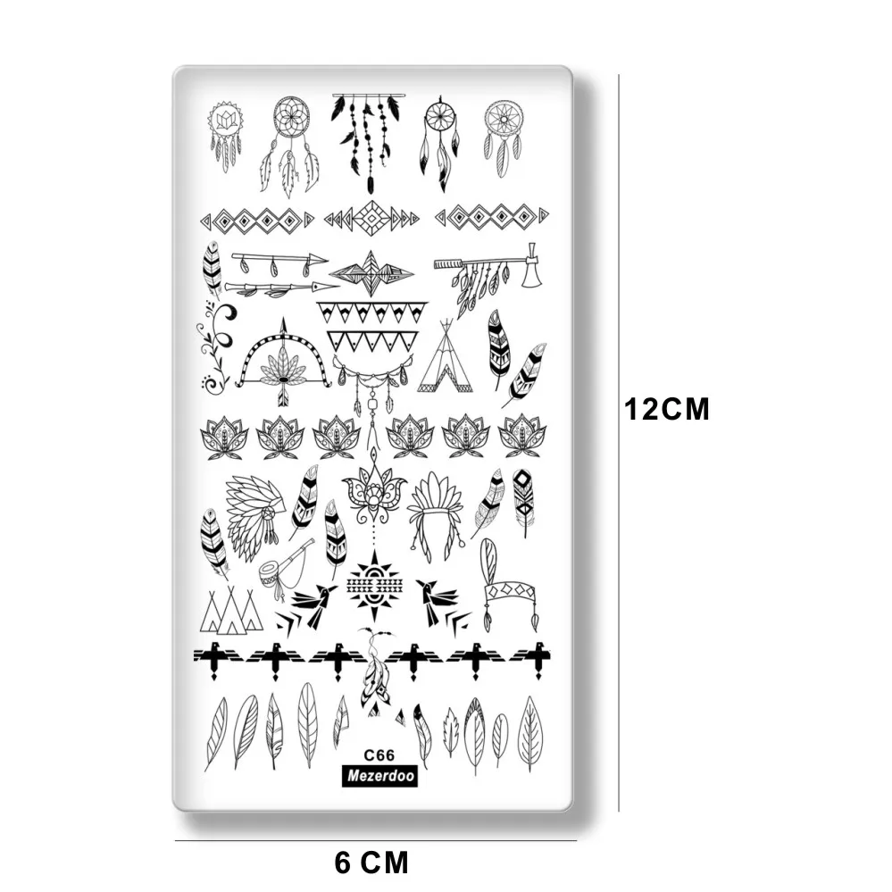 Экзотический Ловец снов для дизайна ногтей штамповка пластина перо коллекция