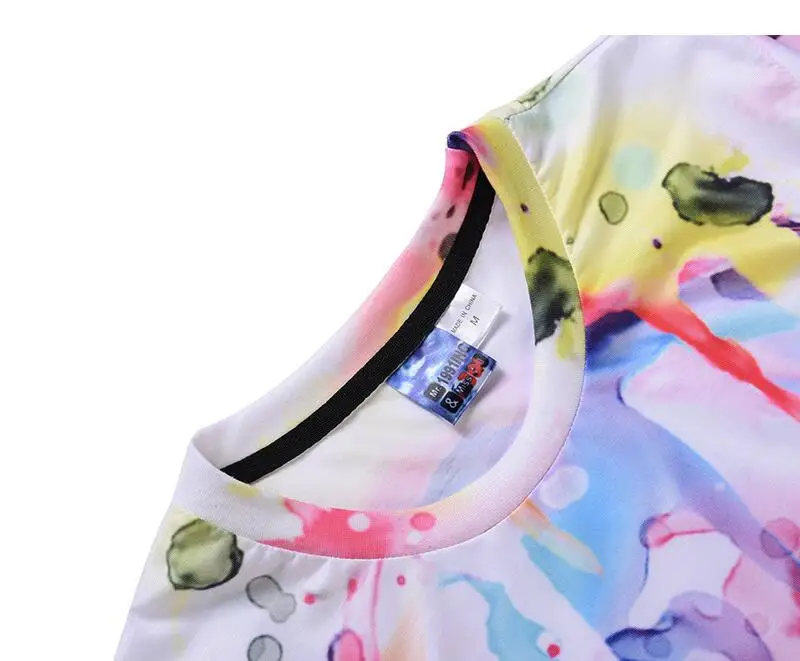 Женская/мужская футболка с круглым вырезом и 3D принтом в виде черепа короткими