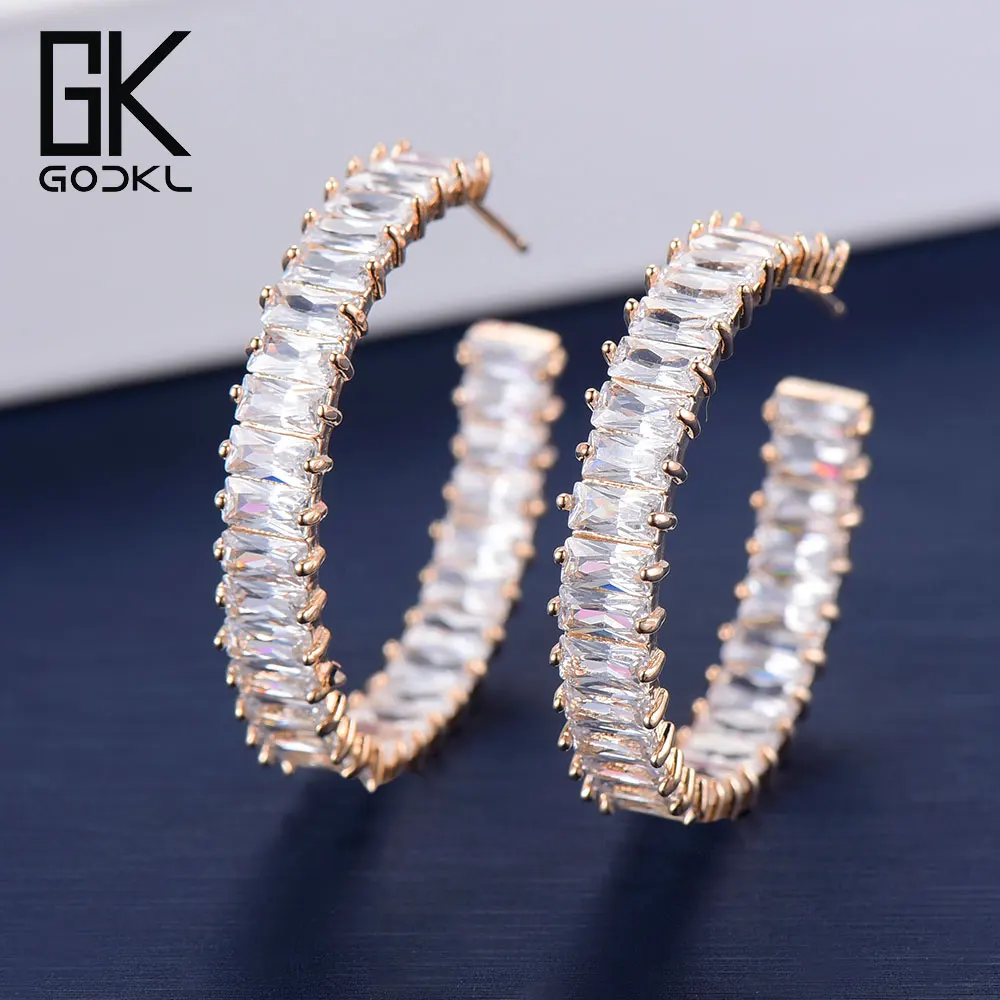 Женские серьги кольца с фианитом в стиле ретро|Серьги-кольца| |