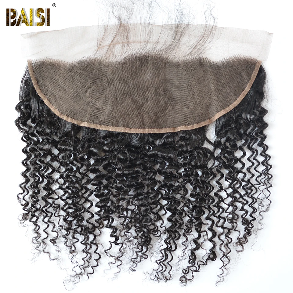 Волосы BAISI перуанские натуральные волосы вьющиеся кружевные фронтальные 13x4