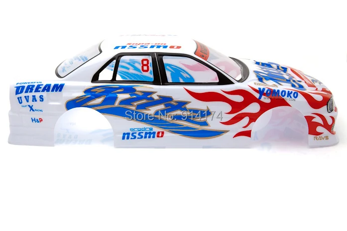 

YUKALA 2pcs/lot 1:10 RC car body shell for 1/10 RC CAR RC racing car RC drift car 195mm S015