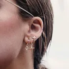 Набор женских серег, 3 шт.компл., с подвеской в виде креста, золотого цвета