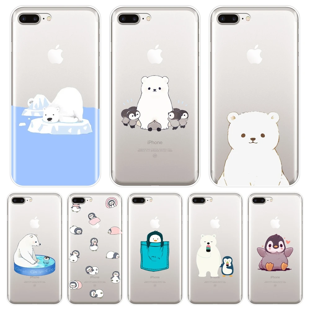 Мягкий силиконовый чехол для телефона Apple iPhone X XR XS MAX 8 7 6 S Мишка Пингвин Kawaii Милая