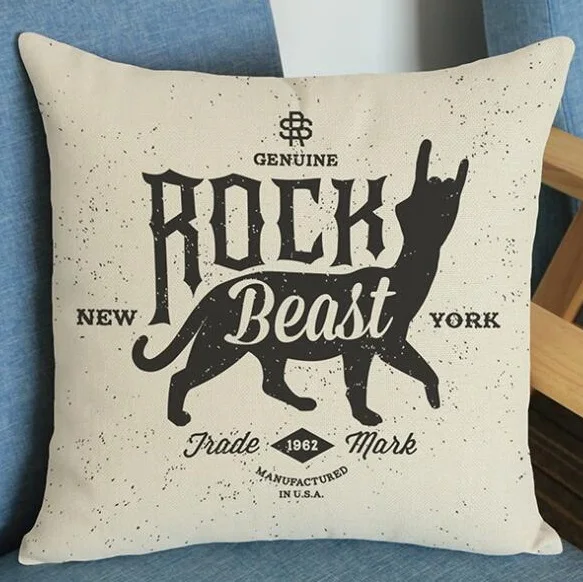 Rock N Roll Cushion Cover Linen Gesture Pillow Car Sofa Throw Pillows Decorative Pillowcase decor cojines Custom | Дом и сад