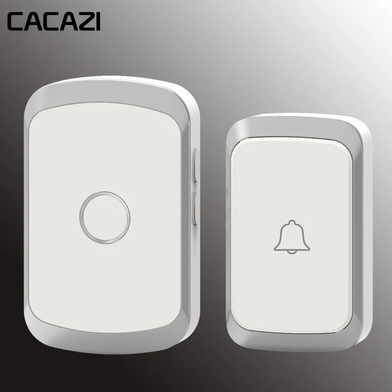 Беспроводной дверной звонок CACAZI, водонепроницаемый, переменный ток, 110-220 В, Wifi, цифровой аккумулятор, кнопка 36 мелодий, 4 громкости, беспроводной, домашний, дверной звонок