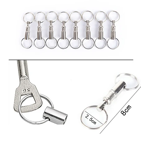 

Dual Detachable Key Ring Removable Keyring Quick Release Keychain Snap Lock Holder Steel Chrome Plated Pull-Apart Key Rings