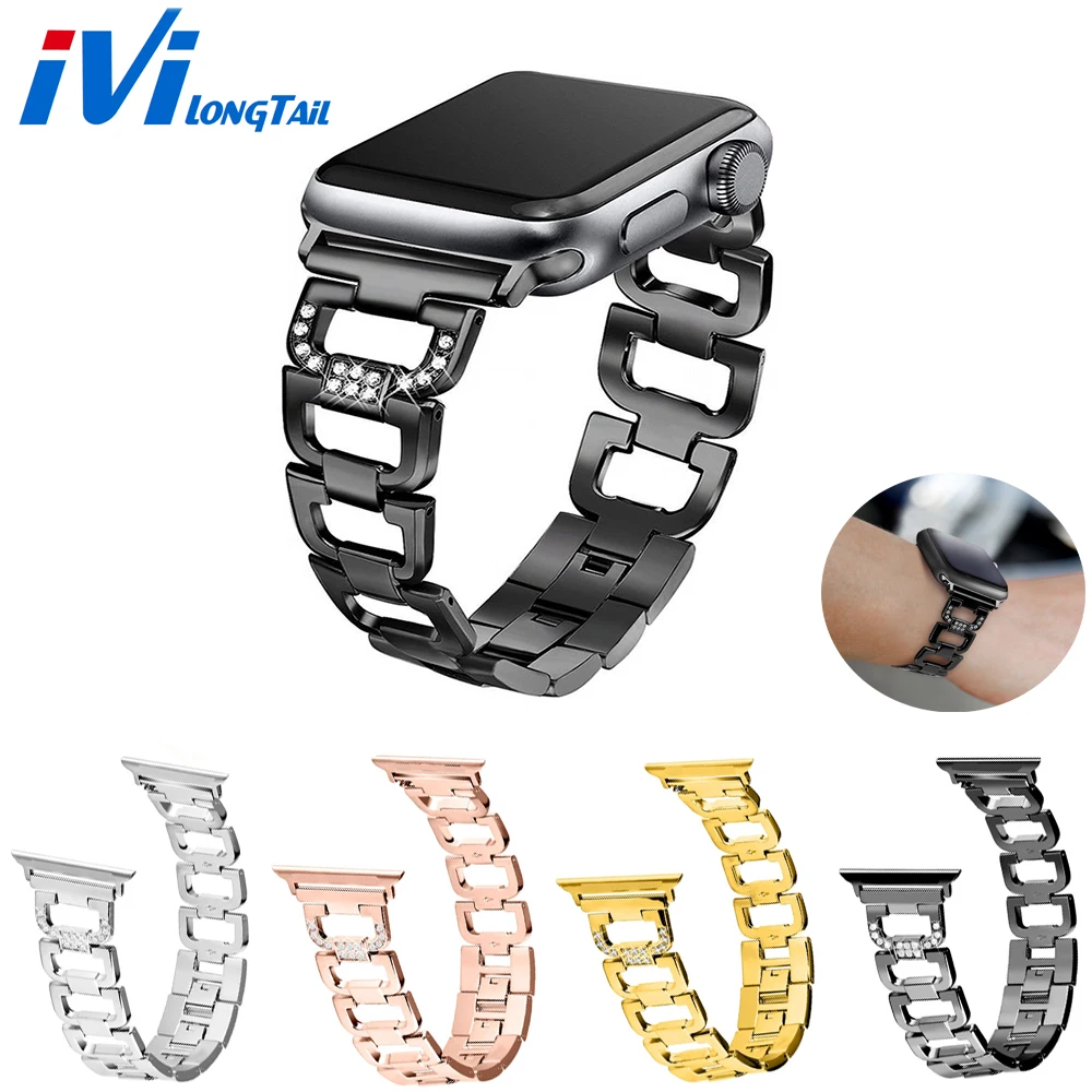 Cover For Apple Watch Strap Band Case Series 3 1 2 38mm 42mm D Diamond Metal Stainless Steel Bling Women Smart |