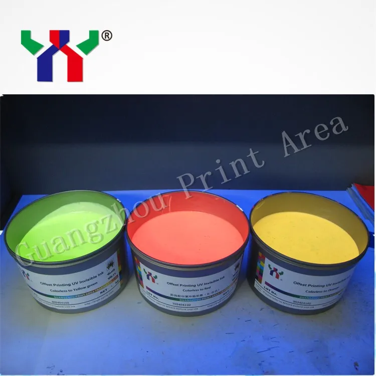 High Quality UV Invisible Offset Printing Ink Dry Colorless to Yellow Green 1 KG | Cartridge Chip