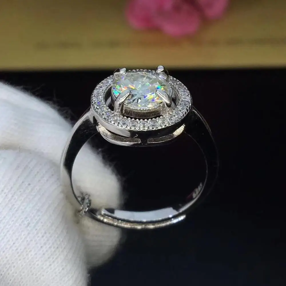 Круглое серебряное моиссанитовое кольцо 1ct D VVS роскошное Weding для женщин|Кольца| |