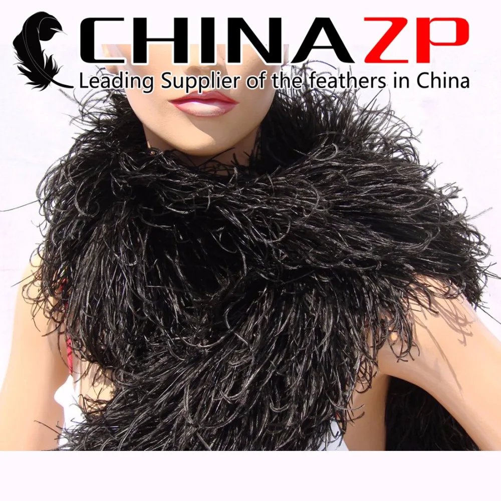 Компания CHINAZP Crafts Co. Ltd, 2 ярдов/партия 2-слойный отборный высококачественный Окрашенный черный боа из страусовых перьев шарфы от AliExpress RU&CIS NEW
