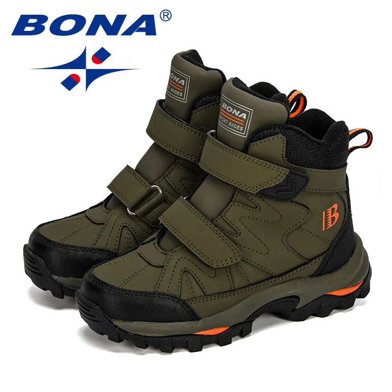BONA/ г. Новые Популярные стильные зимние детские ботинки модная Водонепроницаемая теплая обувь для мальчиков и девочек детские толстые Нескользящие ботинки
