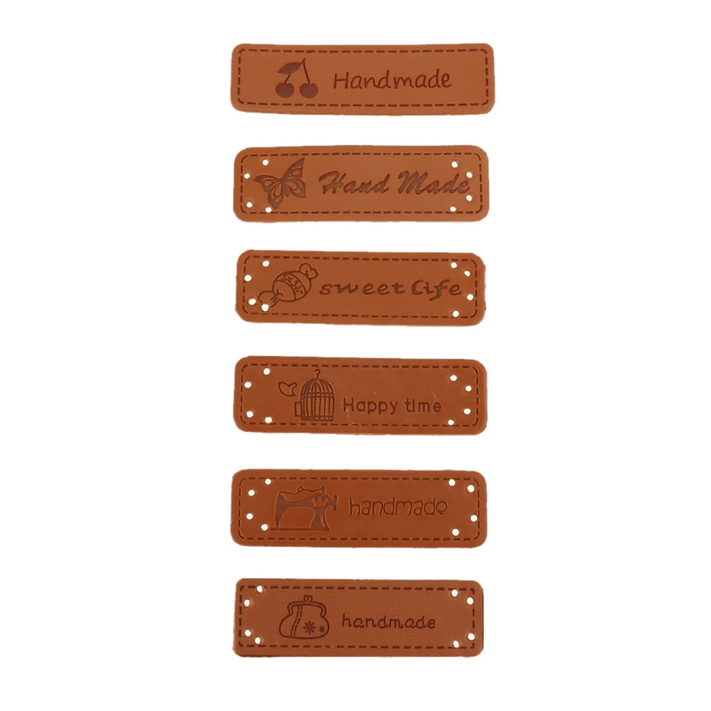 12 шт./компл. этикетки ручной работы коричневые из искусственной кожи 5x1 5 см на