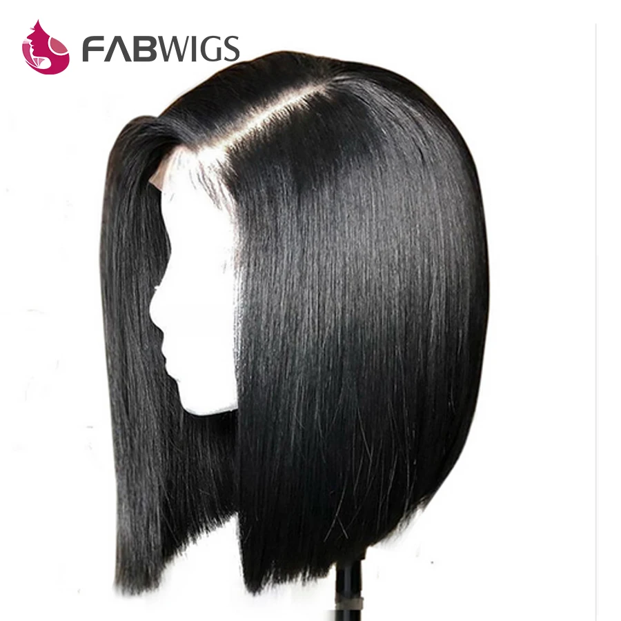 Fabwigs перуанские прямые боб парик 180% плотность кружева передние человеческие