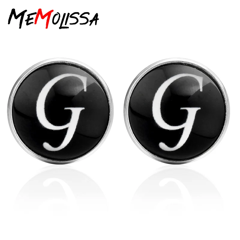 MeMolissa 2018 Новое поступление стеклянные запонки с буквами G на День отца модные