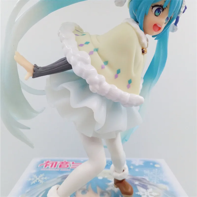2017 Зима Hatsune Miku Снежная Мику ПВХ фигурка модель игрушки милые аниме куклы Brinquedos