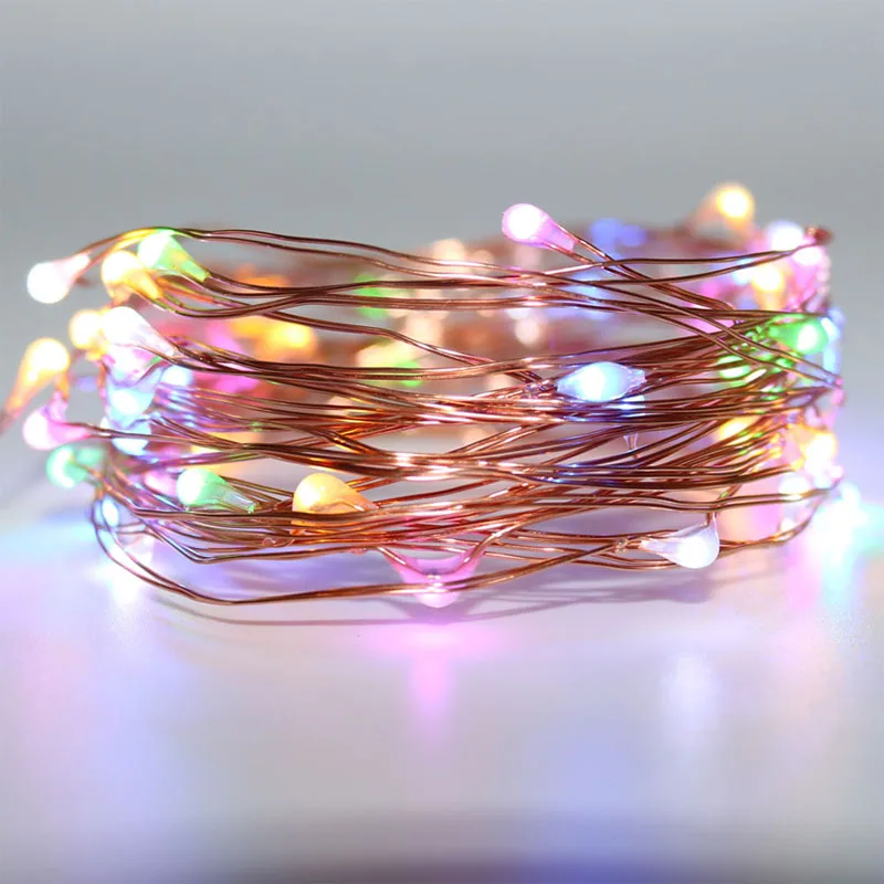 Multicolor Copper 3 м 5 M теплый белый АА батареи работают micro Медь Серебро проволоки fairy Звездные рождественских каникул Свадьба Невидимый риса строки - Испускаемый цвет: Multicolor Copper