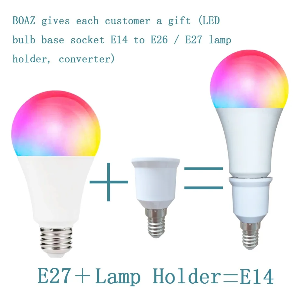 Boaz-EC Smart Light Bulb LED wifi lamp Compatible with Alexa Siri Google Home Color Changing Dimmable E27 light buib(7W)3Pack | Освещение