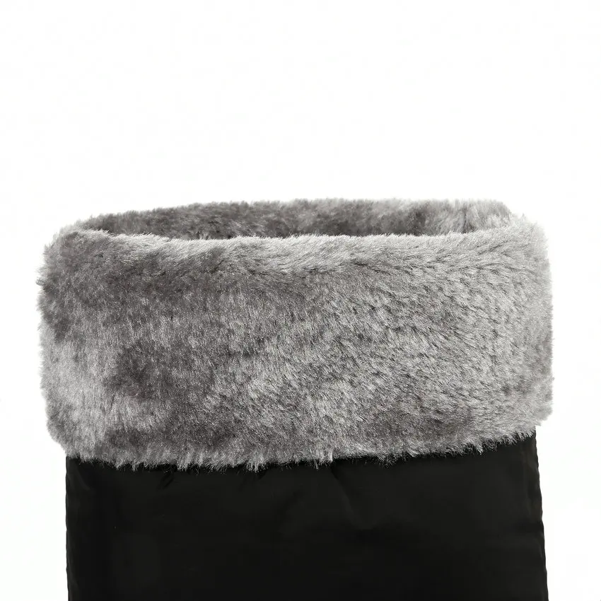 Женские ботинки на танкетке NESIMOO черные повседневные теплые без шнуровки среднем