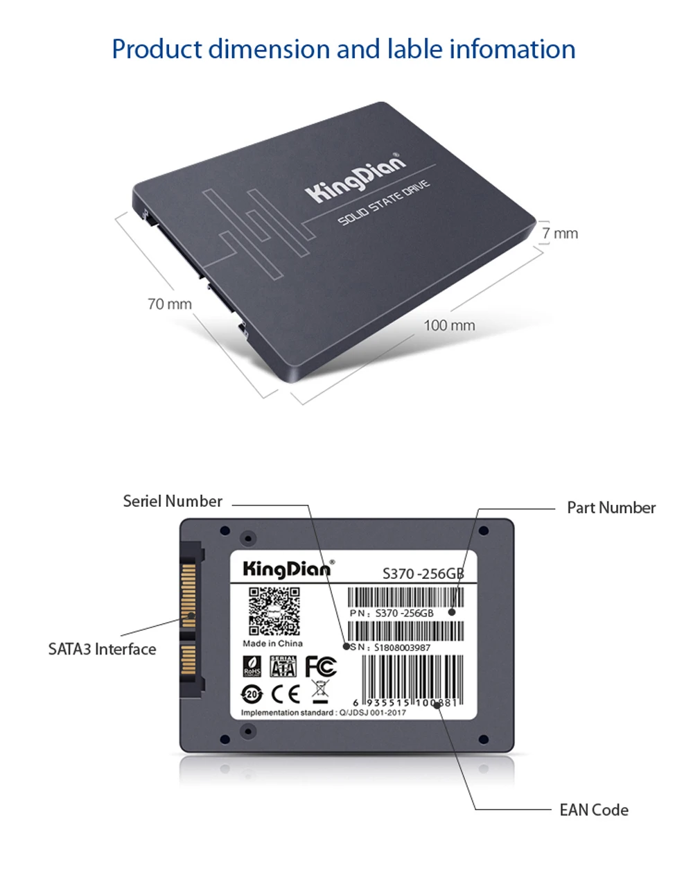 S370 256 ГБ) Kingdian SSD 2,5 дюймов 256 ГБ 554/476 МБ/с. SATAIII SSD с Кэш 32 Мб для ноутбуков Внутренний твердотельный жесткий диск