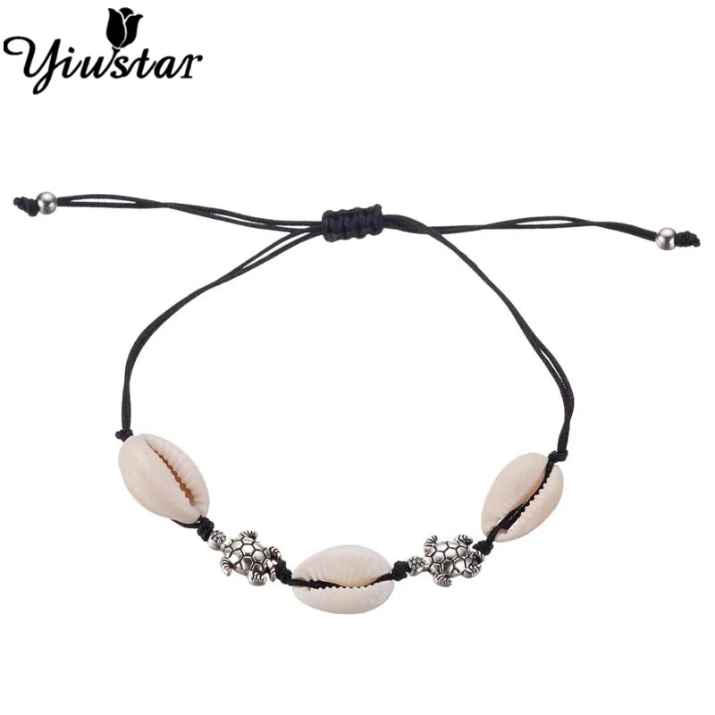 Yiustar Sea Animal Turtle Beach Shell Choker Bracelets Bangles Women hombre Boho Jewelry Hand Knit Bracelet Summer Conch Gifts | Украшения