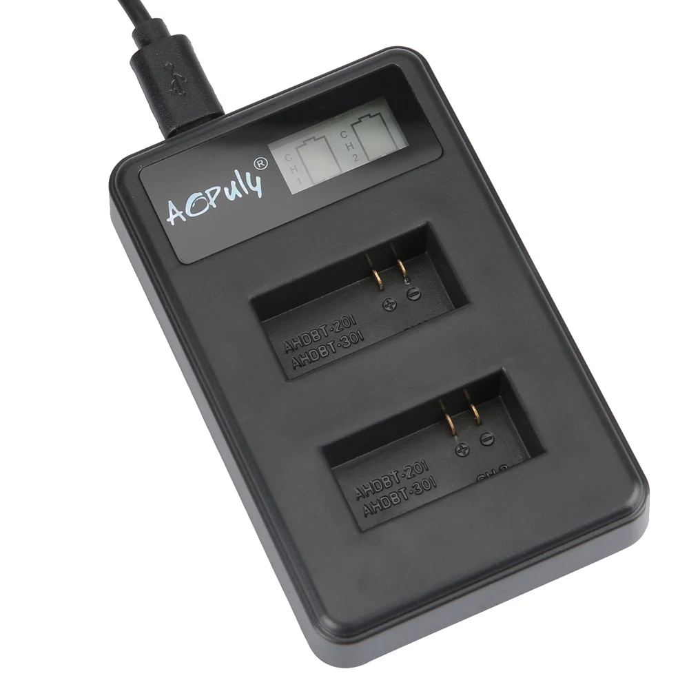 AOPULY зарядное устройство для камеры AHDBT 301 201 LCD двойное USB GoPro Go Pro Hero3 3 + аксессуары