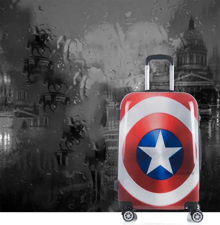 BeaSumore милый мультяшный детский Багаж на колёсиках Spinner super hero чемодан на колесиках, Студенческая дорожная сумка с паролем, тележка для салона