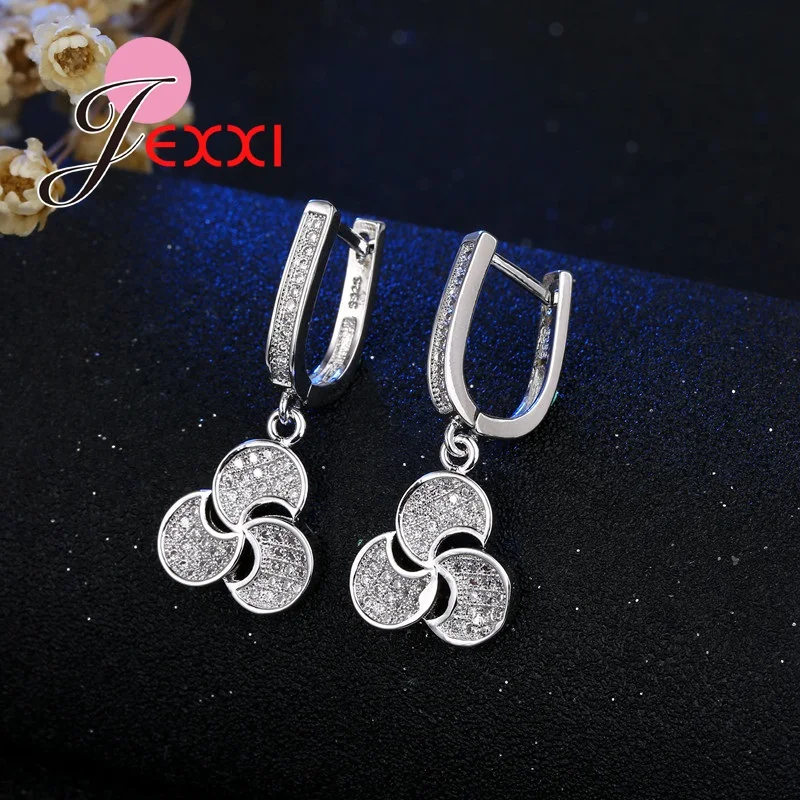 Полностью Стразы три луны в форме ветряной мельницы ожерелье серьги женский