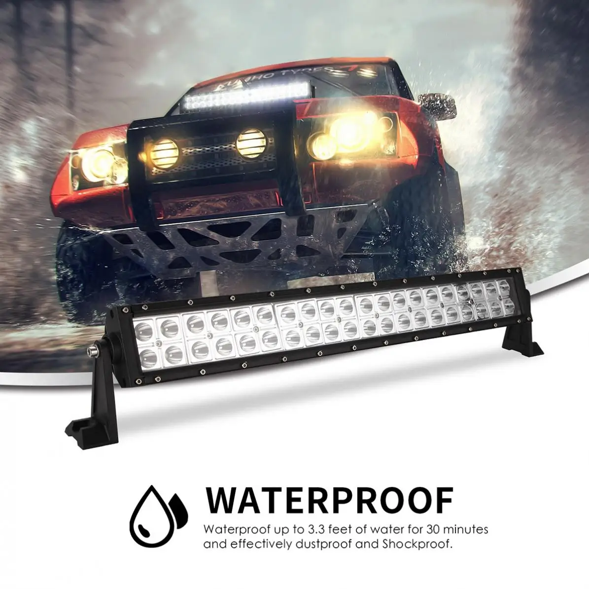 21 Inch 200W 2 Rows 6000K Waterproof White Car Led Work Light Bar for Off-Road Suv Boat 4X4 Jeep JK 4Wd Truck 12V-24V | Автомобили и