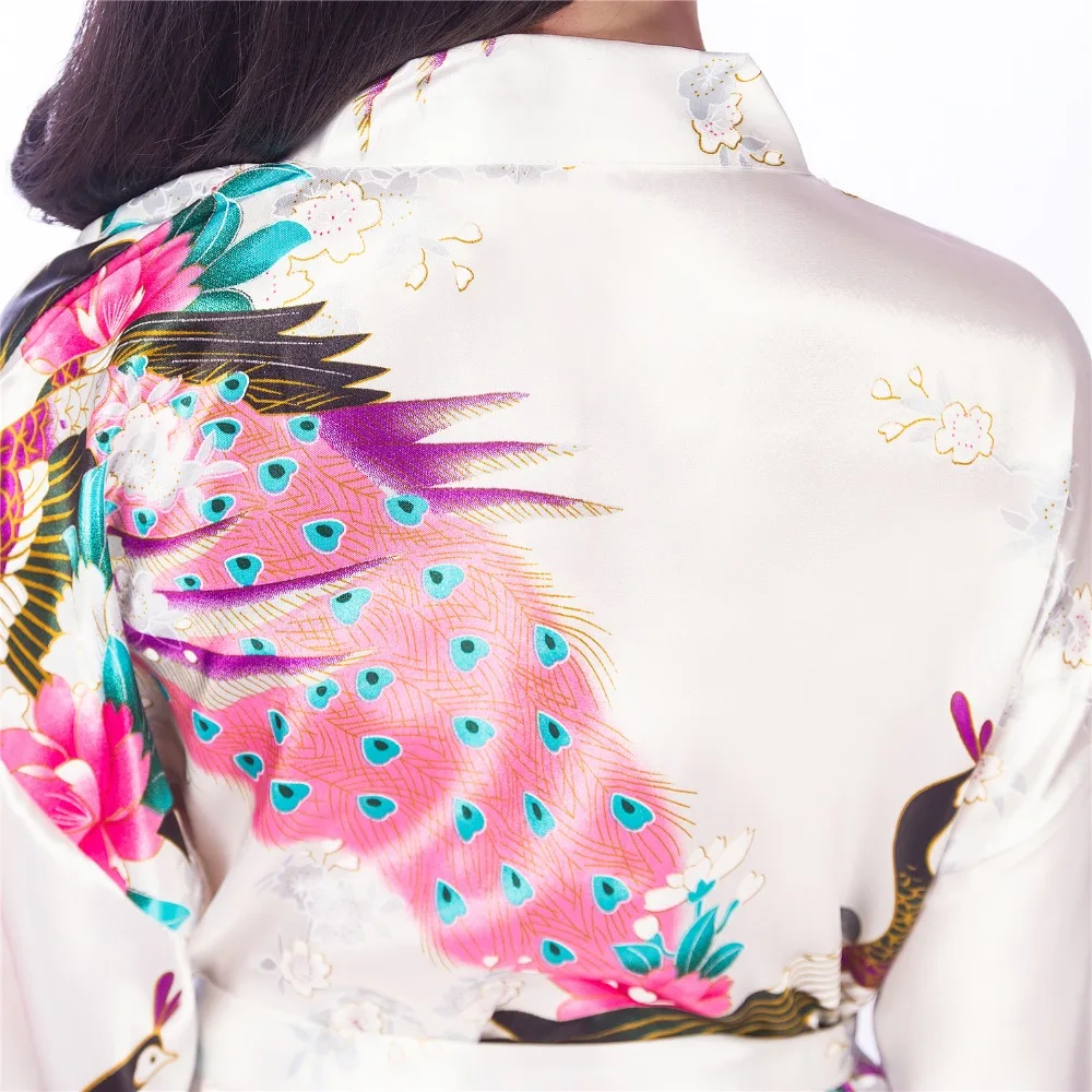 Новый детский халат с павлином детское атласное кимоно подружки невесты платье