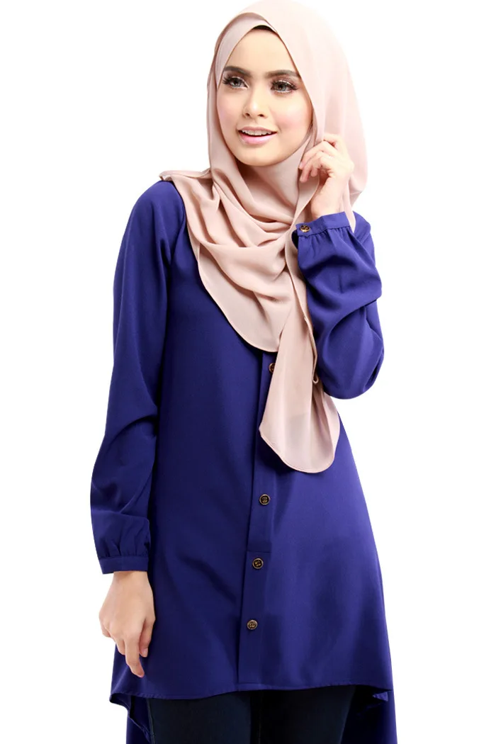 2018 мусульманские шифоновые длинные рубашки блузка для исламских женщин высокая