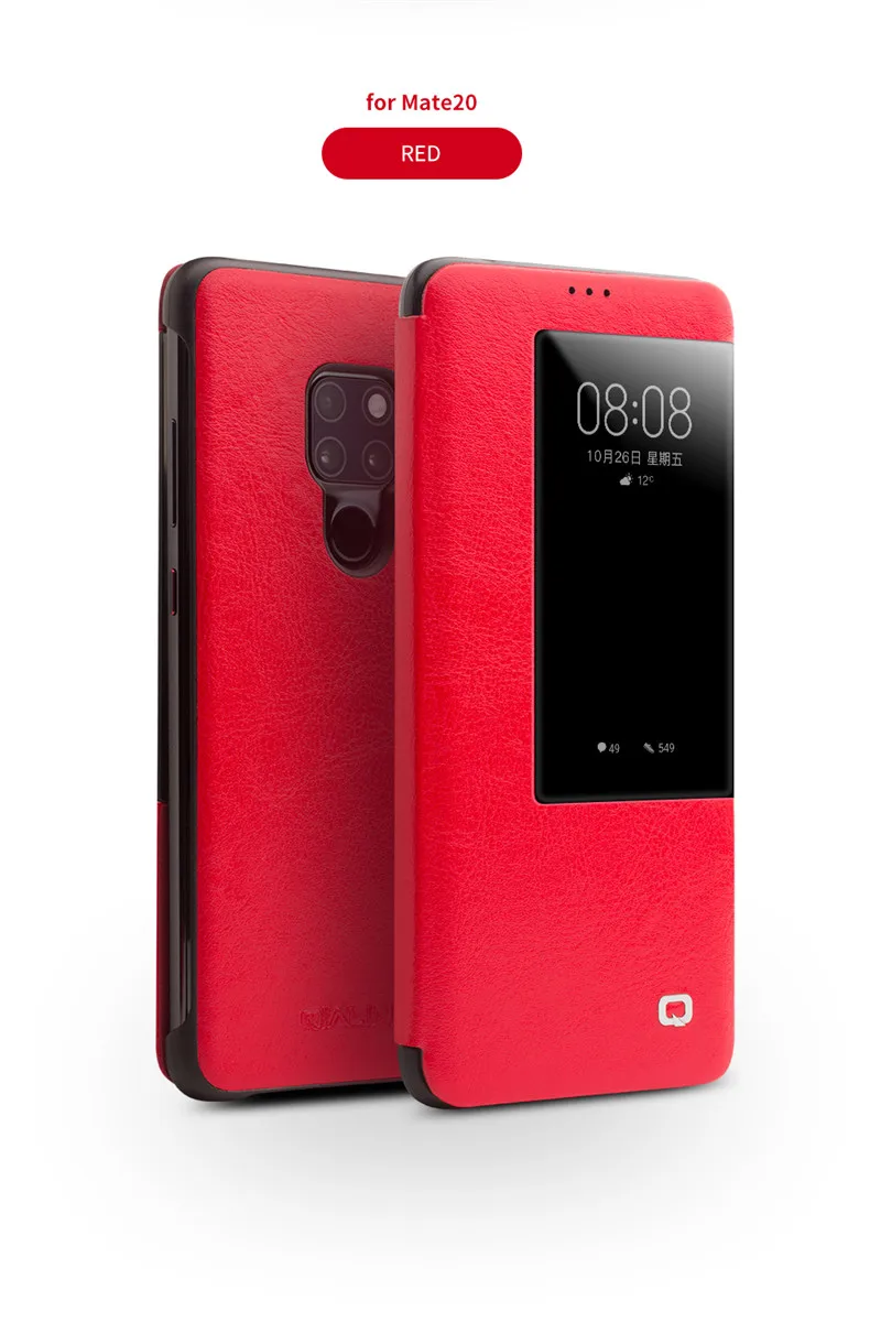 QIALINO, стильный тонкий чехол из натуральной кожи для huawei mate 20 Pro, роскошный флип-чехол ручной работы с умным окном для mate 20