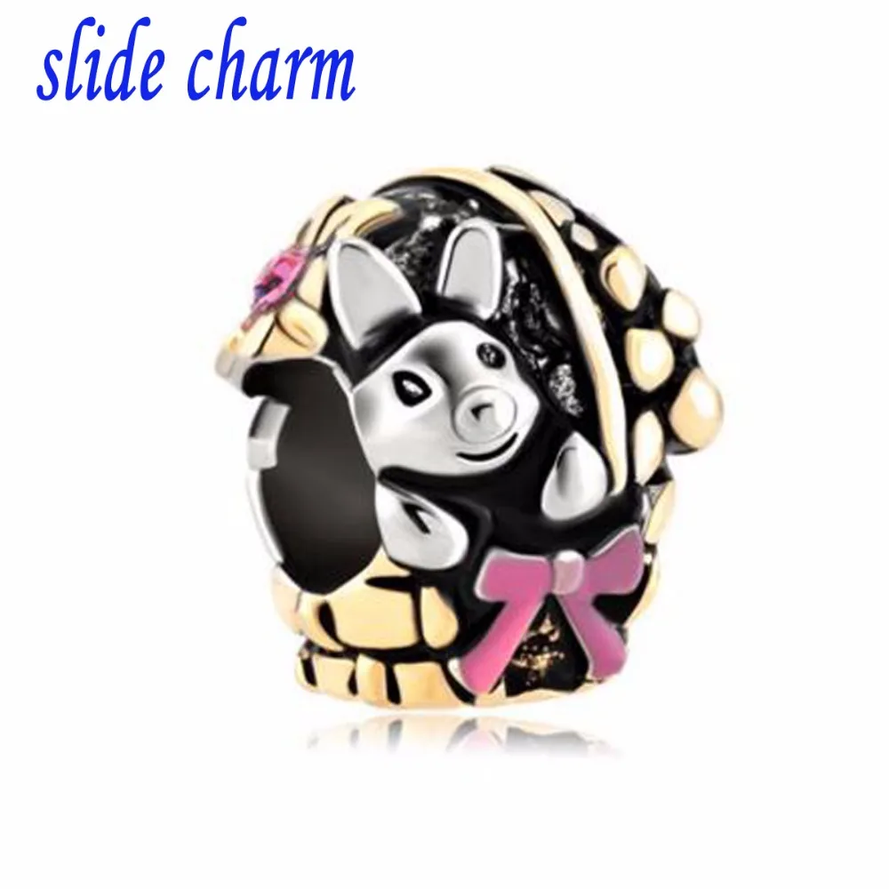 Слайд шарм Бесплатная доставка Пасхальный цветок корзина бант кролик бусины