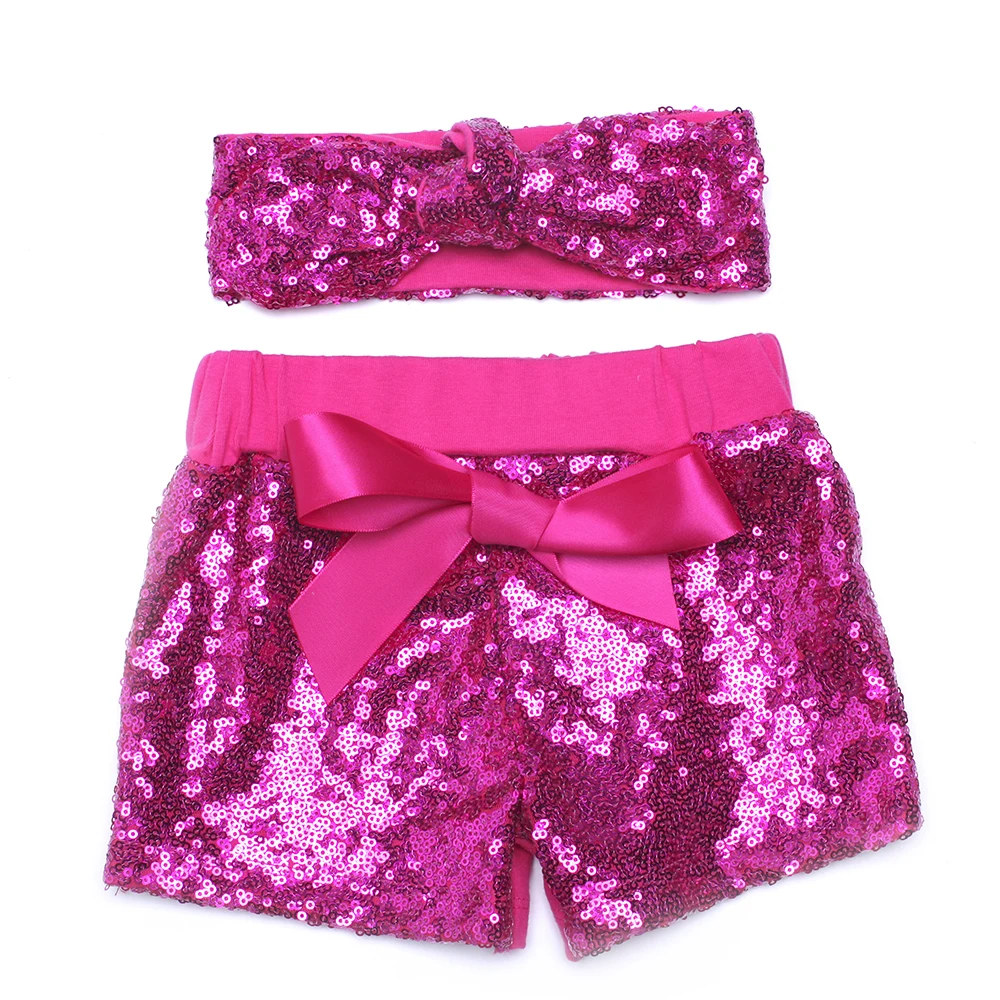 Красные шорты с блестками для девочек бантом малышей одежда дня рождения модные